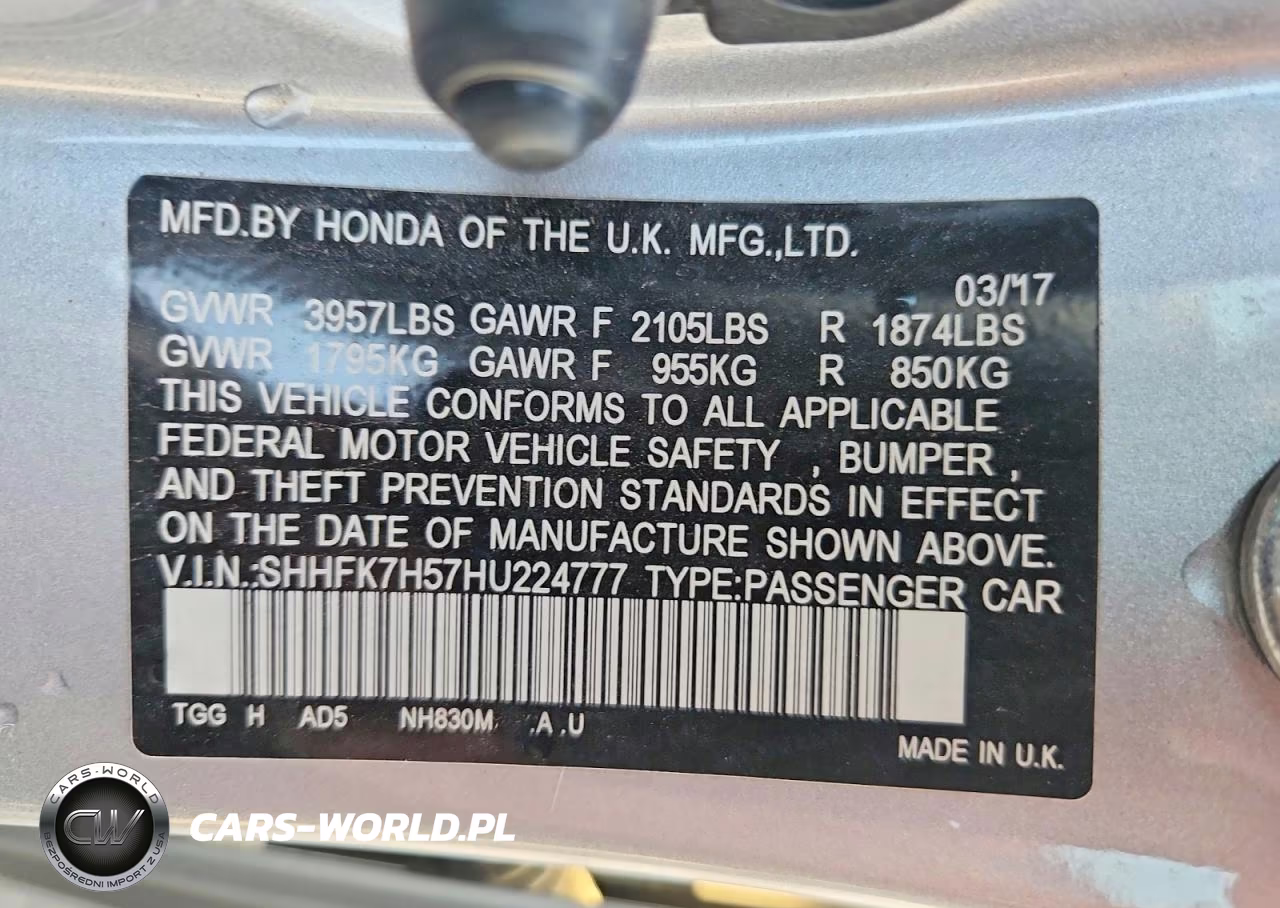 2017 Honda Civic Ex VIN:SHHFK7H57HU224777 - 14