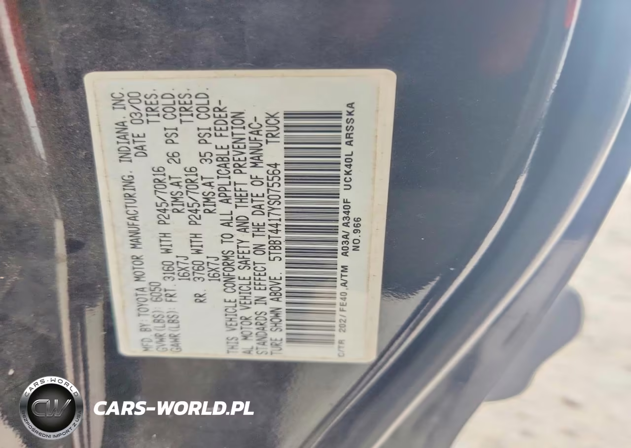 2000 Toyota Tundra Sr5 VIN:5TBBT4417YS075564 - 12