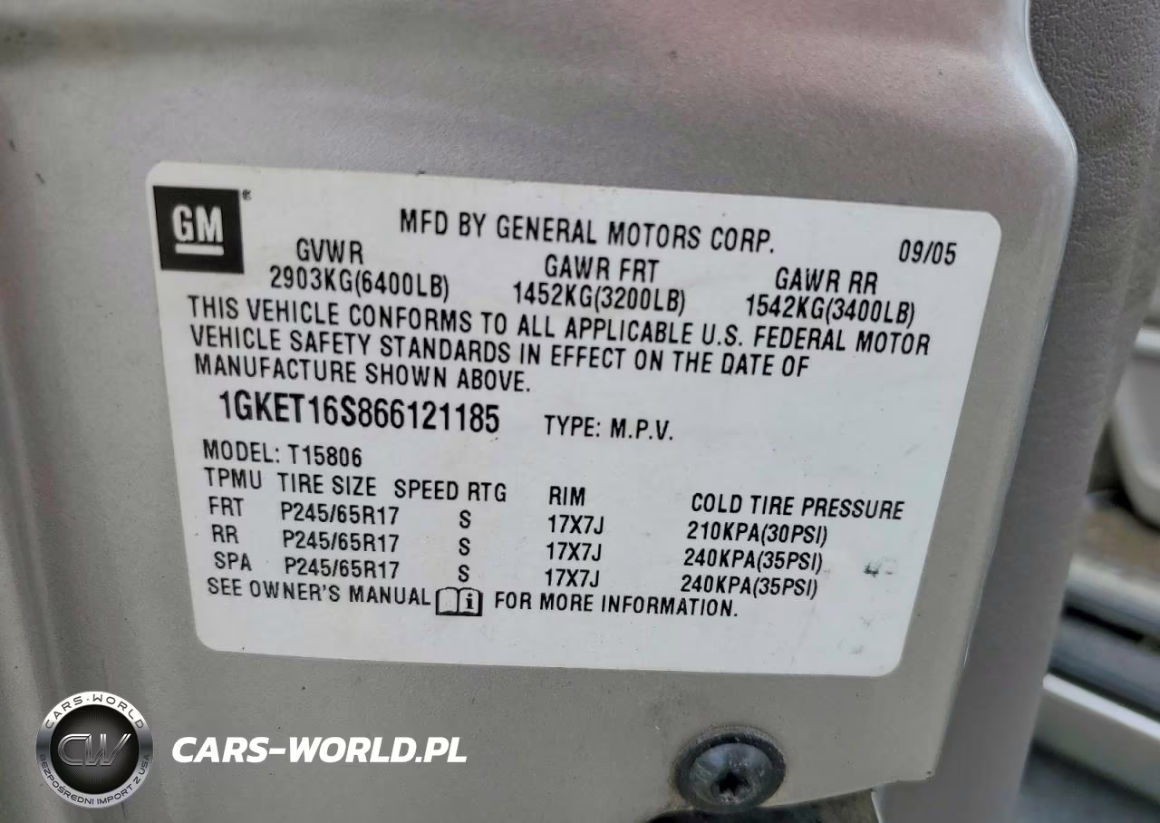 2006 GMC Envoy Xl VIN:1GKET16S866121185 - 13