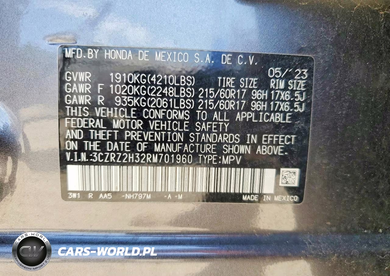 2024 Honda Hr-V Lx VIN:3CZRZ2H32RM701960 - 13