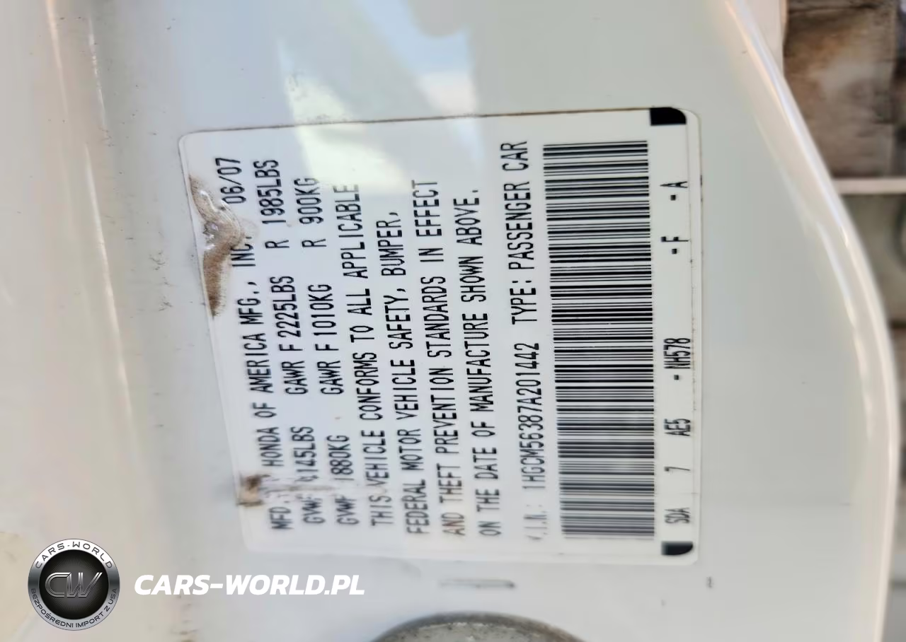 2007 Honda Accord Se VIN:1HGCM56387A201442 - 12
