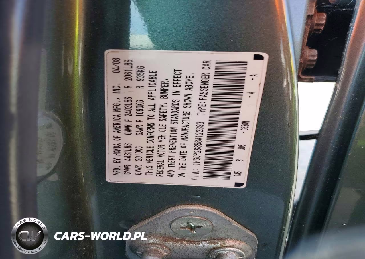 2008 Honda Accord Exl VIN:1HGCP26858A122393 - 12