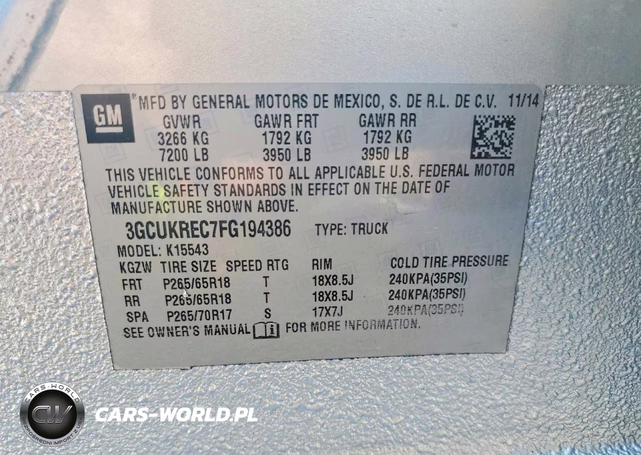 2015 Chevrolet Silverado K1500 Lt VIN:3GCUKREC7FG194386 - 12