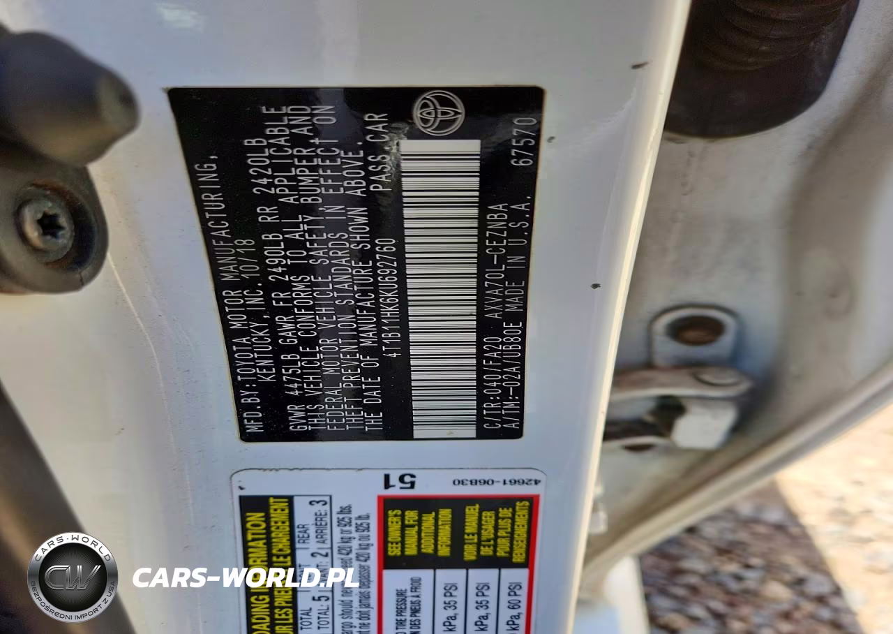 2019 Toyota Camry L VIN:4T1B11HK6KU692760 - 12