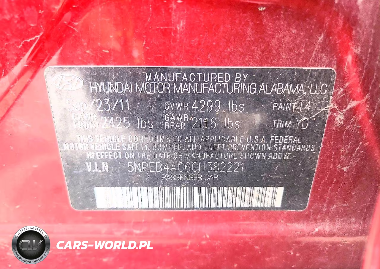 2012 Hyundai Sonata Gls VIN:5NPEB4AC6CH382221 - 12