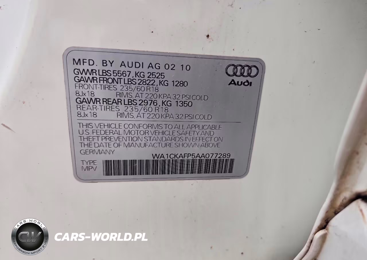 2010 Audi Q5 Premium VIN:WA1CKAFP5AA077289 - 13