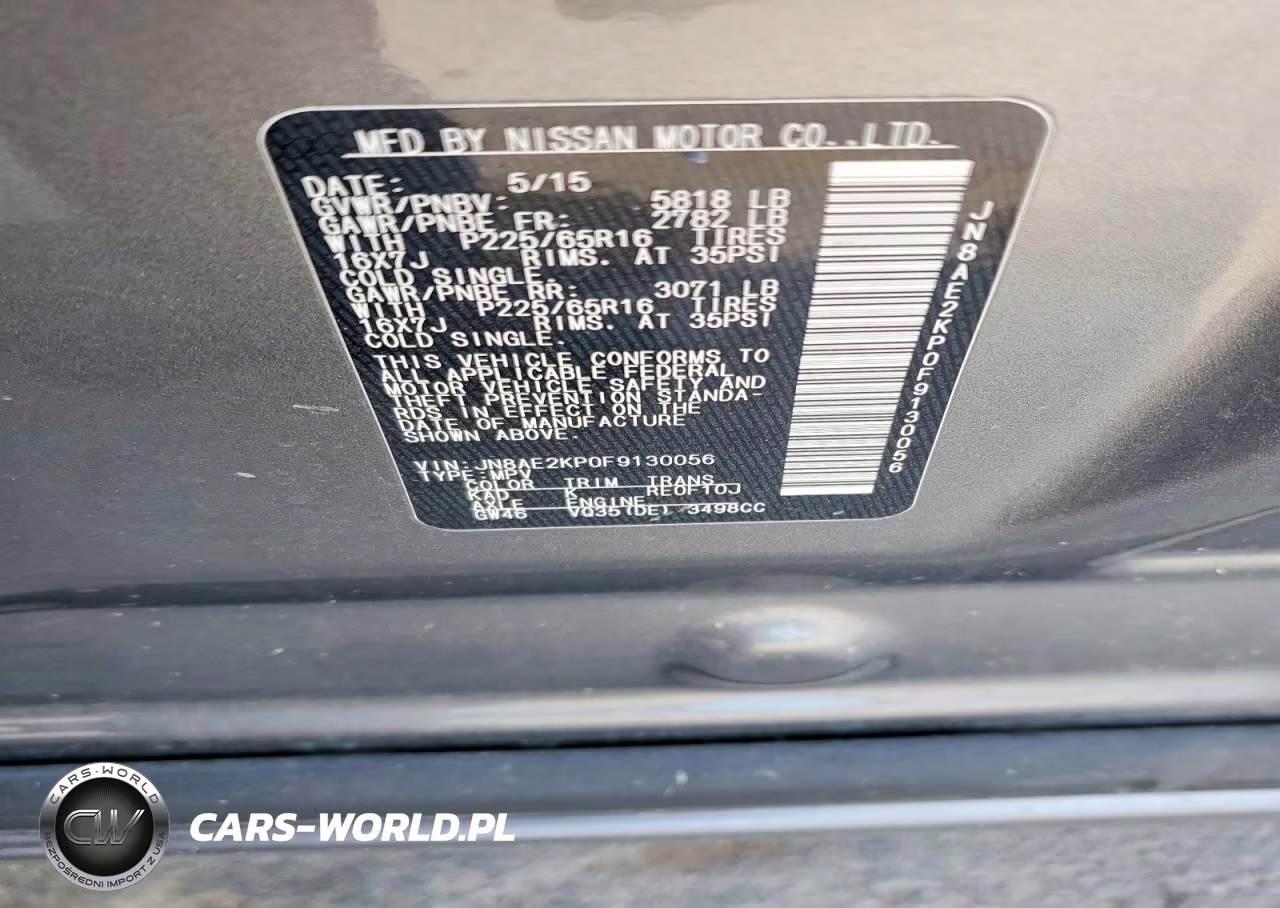 2015 Nissan Quest 3.5 Sv VIN:JN8AE2KP0F9130056 - 13