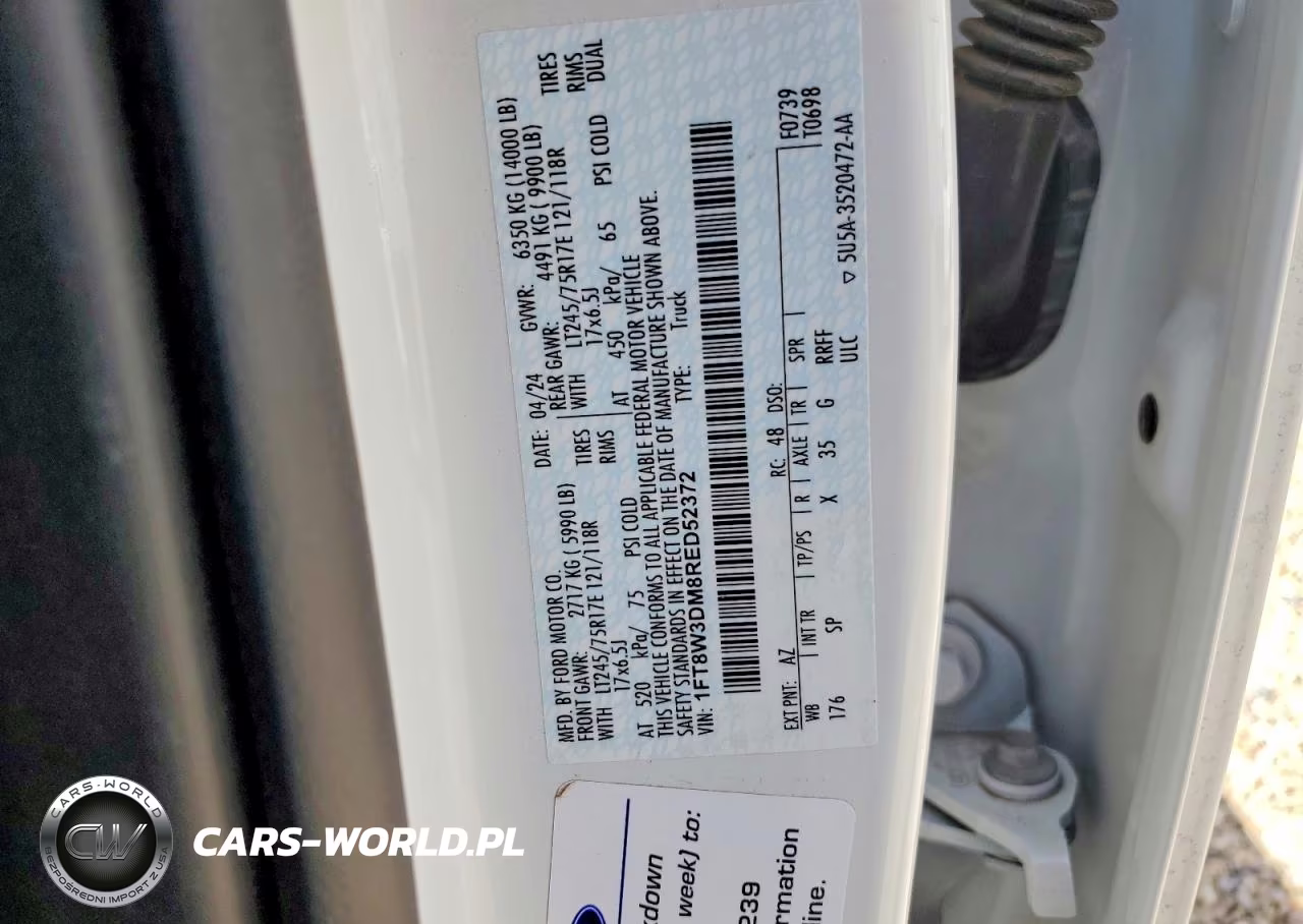 2024 Ford F350 Super Duty VIN:1FT8W3DM8RED52372 - 12