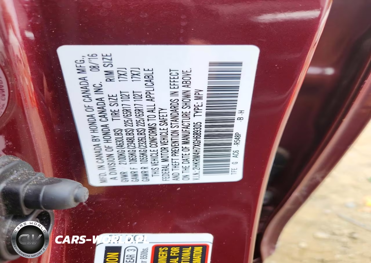2016 Honda Cr-V Exl VIN:2HKRM4H7XGH689305 - 13