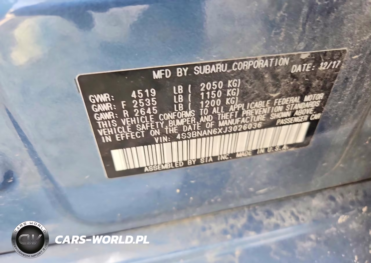 2018 Subaru Legacy 2.5I Limited VIN:4S3BNAN6XJ3026036 - 12