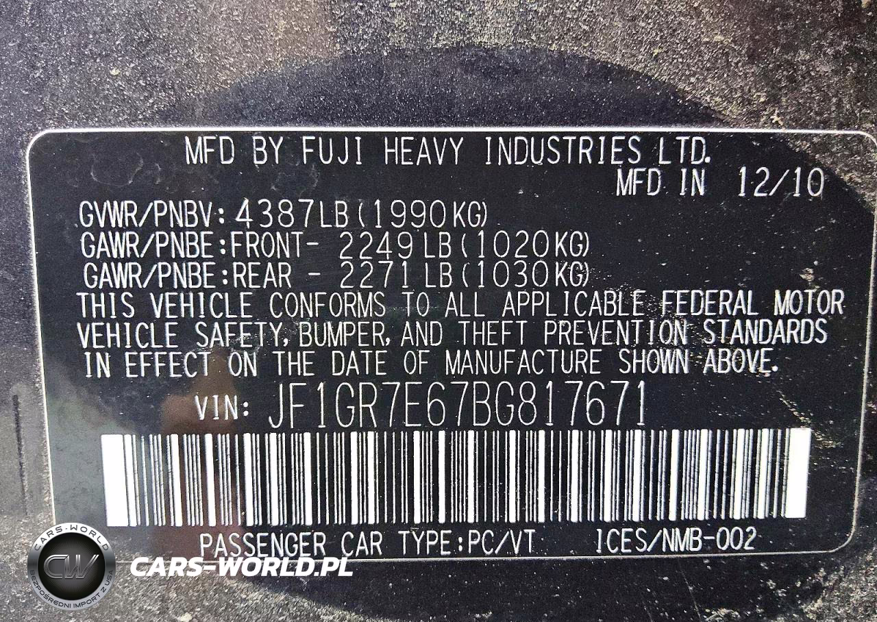 2011 Subaru Impreza Wrx VIN:JF1GR7E67BG817671 - 13