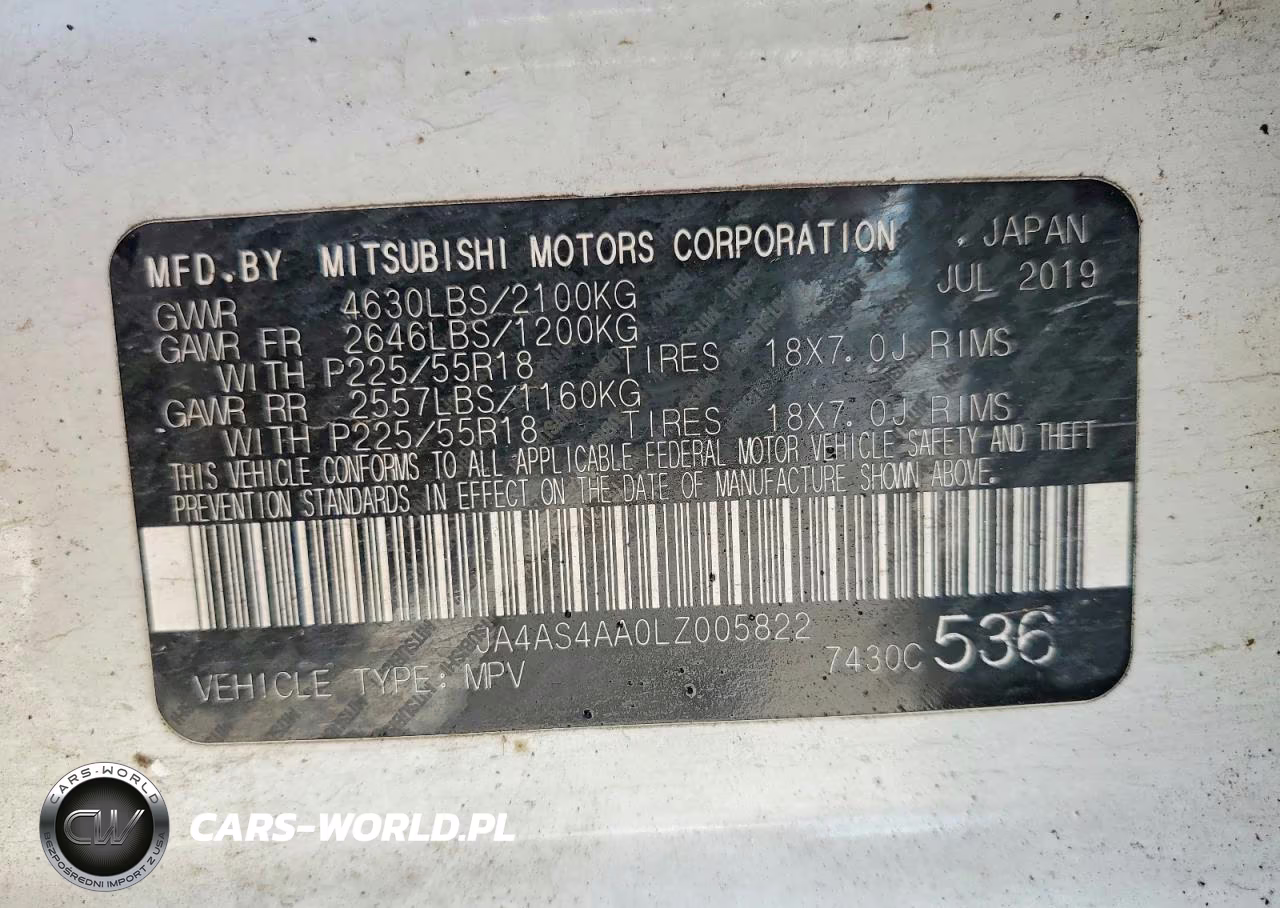 2020 Mitsubishi Eclipse Cross Le VIN:JA4AS4AA0LZ005822 - 12