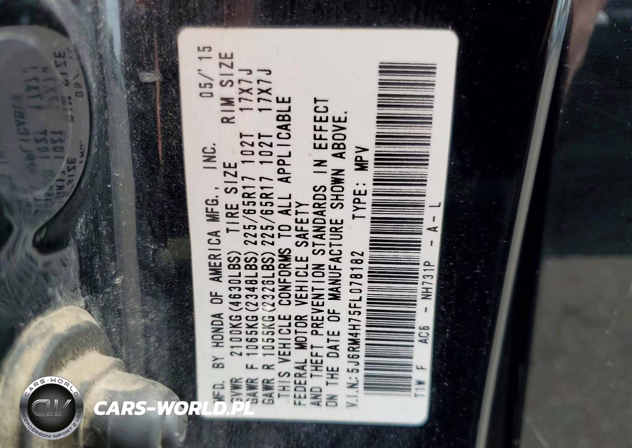 2015 Honda Cr-V Exl VIN:5J6RM4H75FL078182 - 13