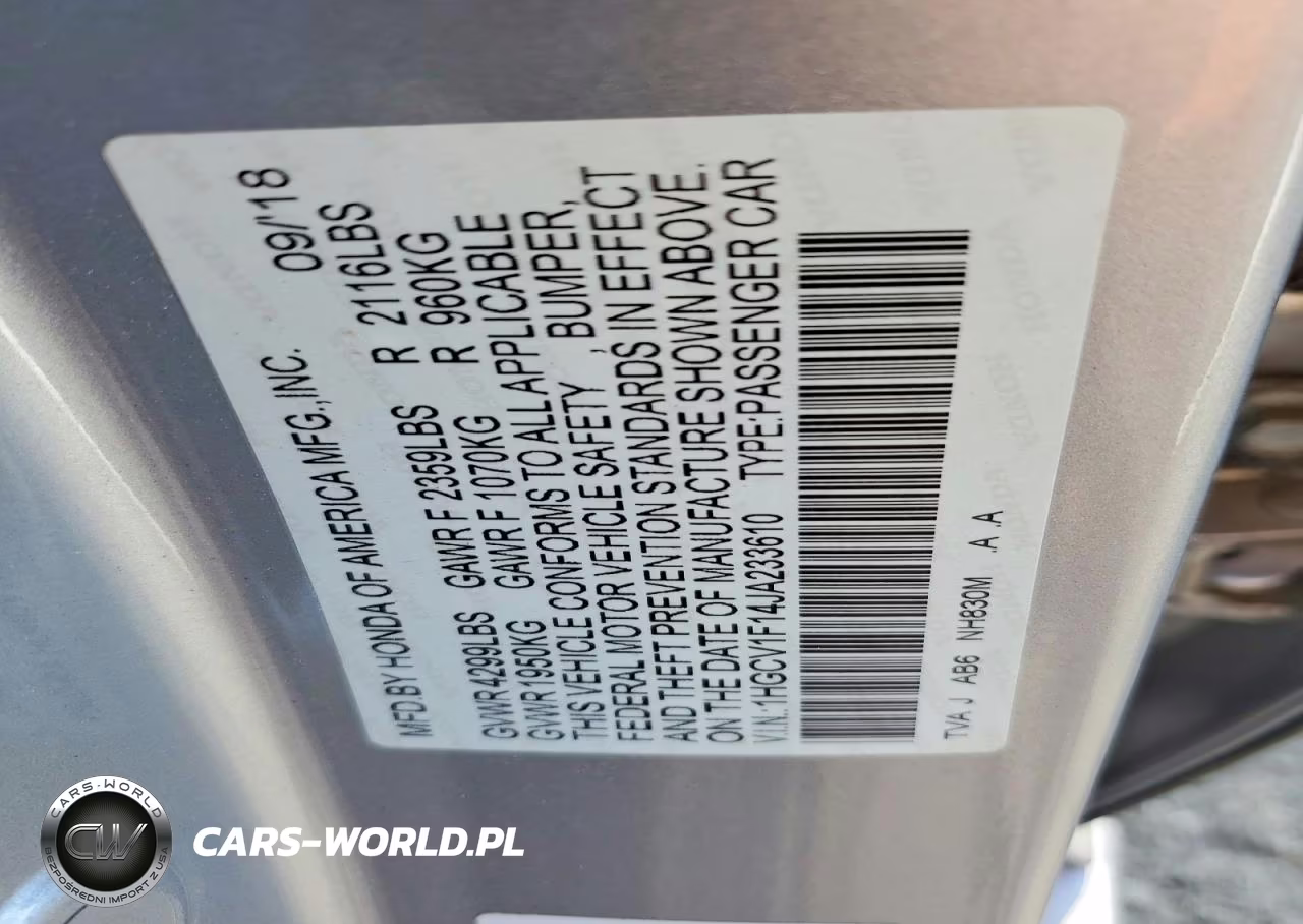 2018 Honda Accord Lx VIN:1HGCV1F14JA233610 - 12