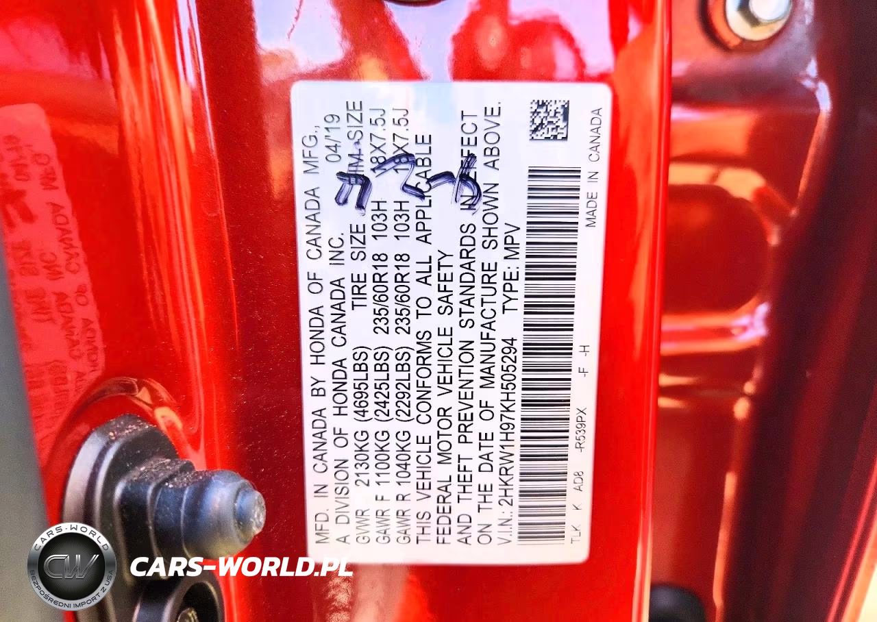 2019 Honda Cr-V Touring VIN:2HKRW1H97KH505294 - 12