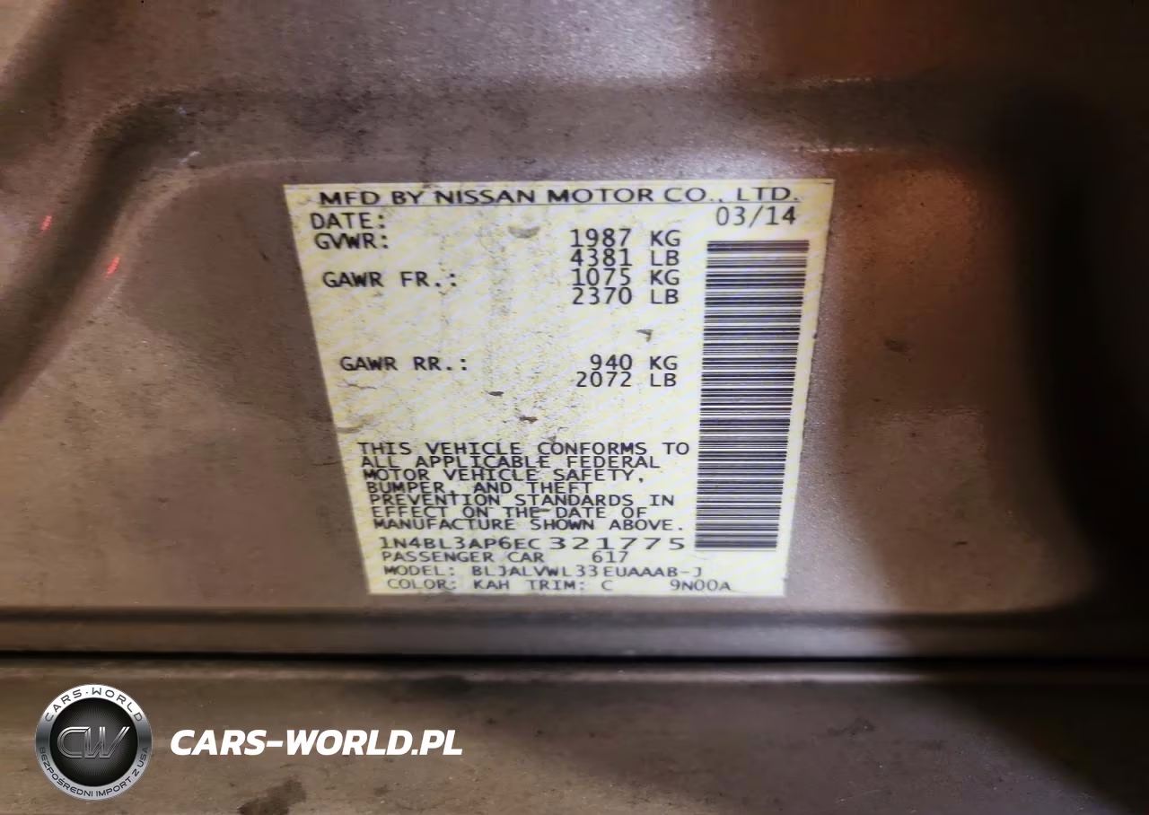 2014 Nissan Altima 3.5 Sl VIN:1N4BL3AP6EC321775 - 12