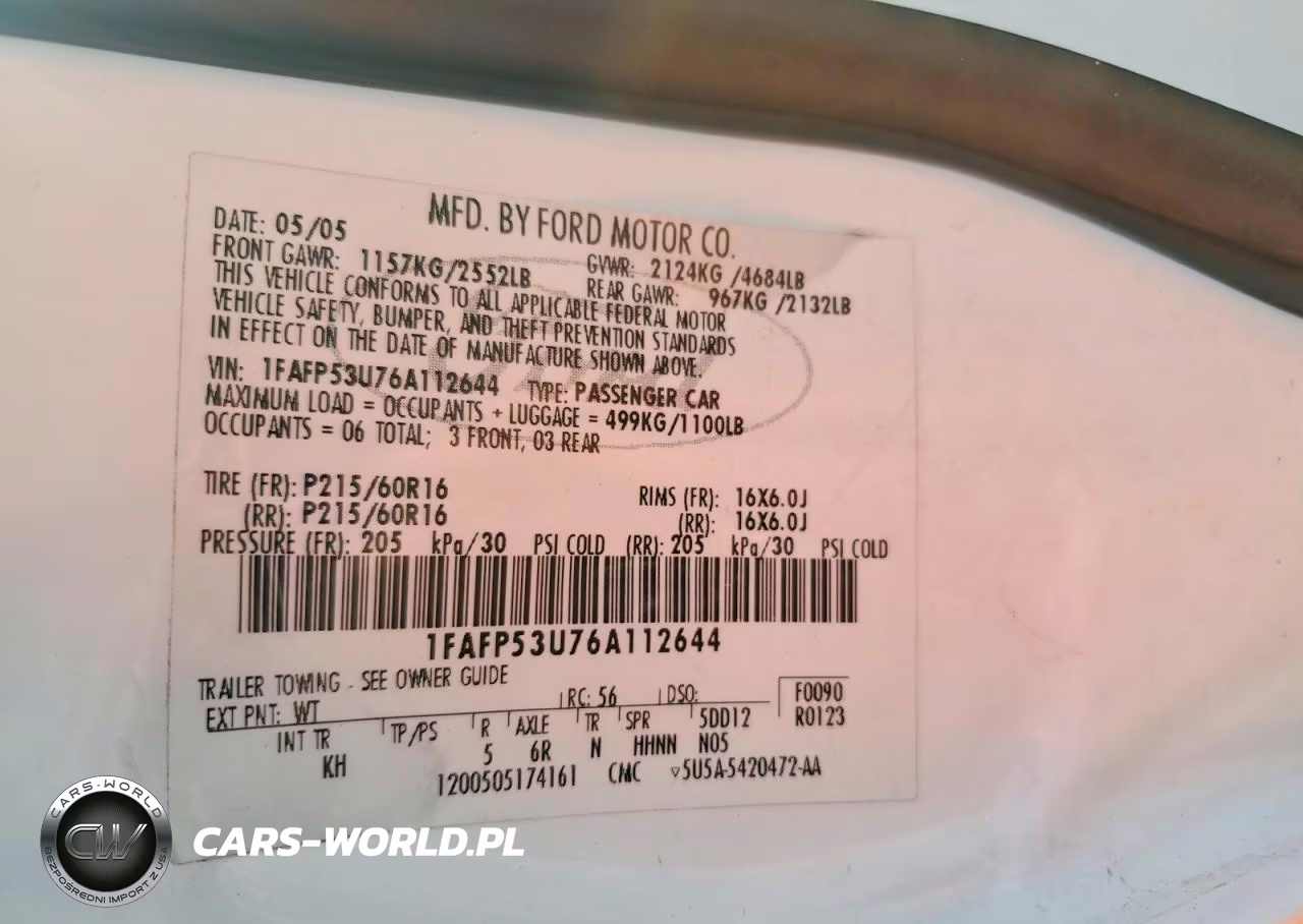 2006 Ford Taurus Se VIN:1FAFP53U76A112644 - 12