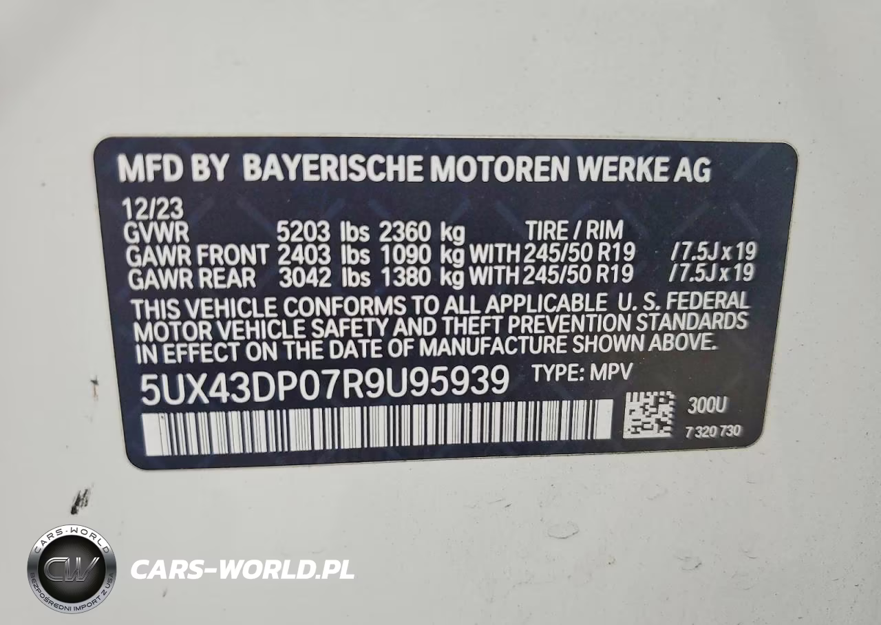 2024 BMW X3 Sdrive30I VIN:5UX43DP07R9U95939 - 13