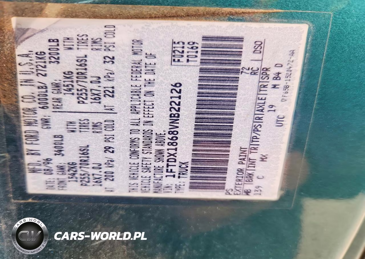 1997 Ford F150 VIN:1FTDX1868VNB22126 - 12