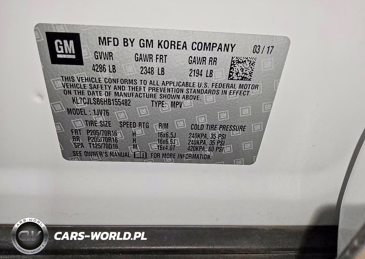 2017 Chevrolet Trax 1Lt VIN:KL7CJLSB6HB155482 - 13