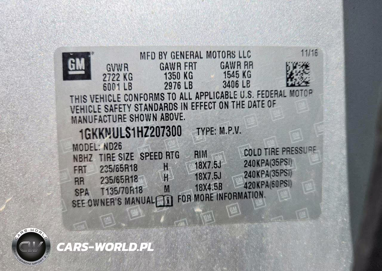 2017 GMC Acadia VIN:1GKKNULS1HZ207300 - 13