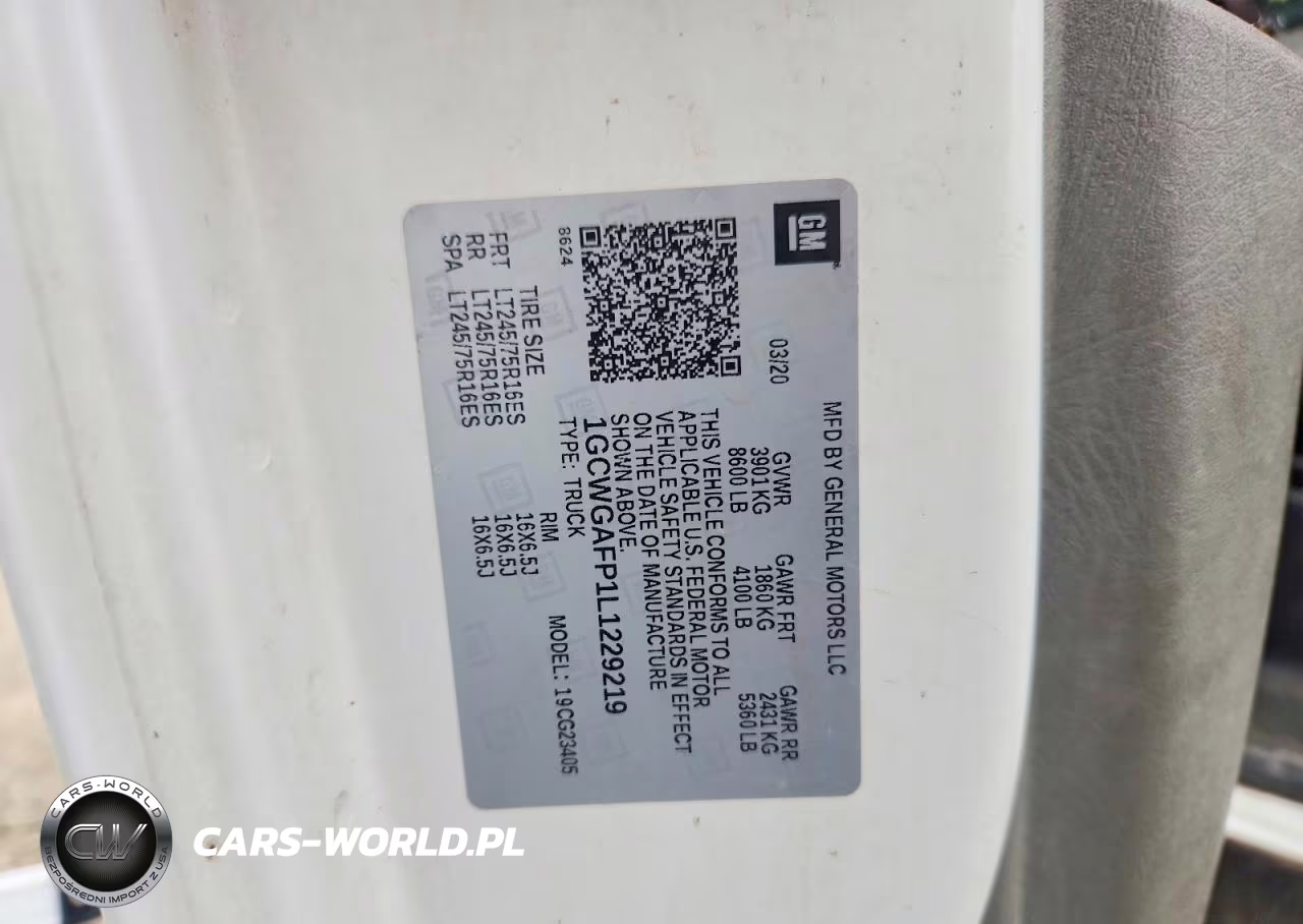 2020 Chevrolet Express 2500 Cargo Delivery Van VIN:1GCWGAFP1L1229219 - 13