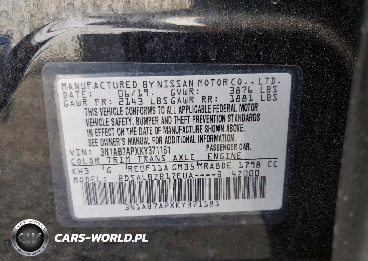 2019 Nissan Sentra S VIN:3N1AB7APXKY371181 - 13