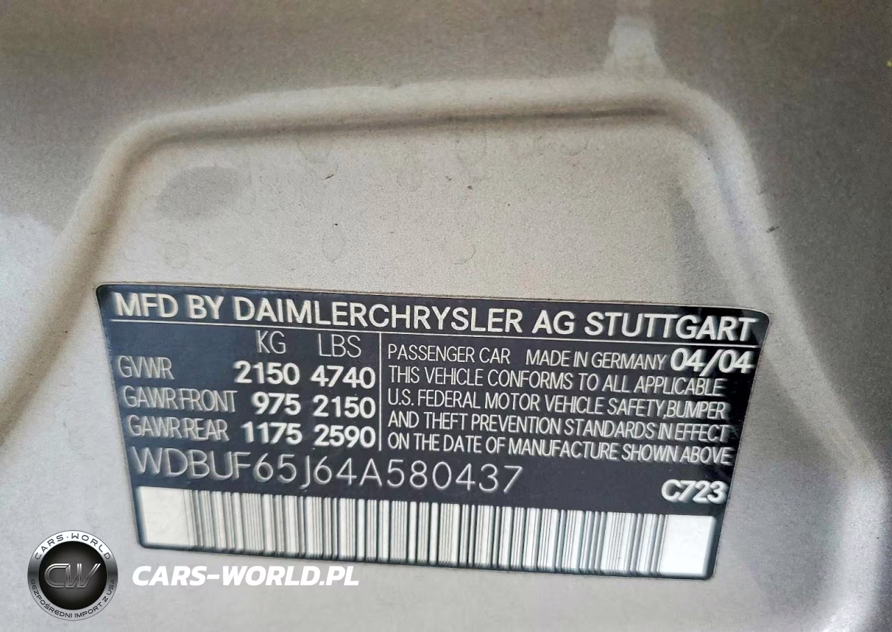 2004 Mercedes-Benz E 320 VIN:WDBUF65J64A580437 - 12