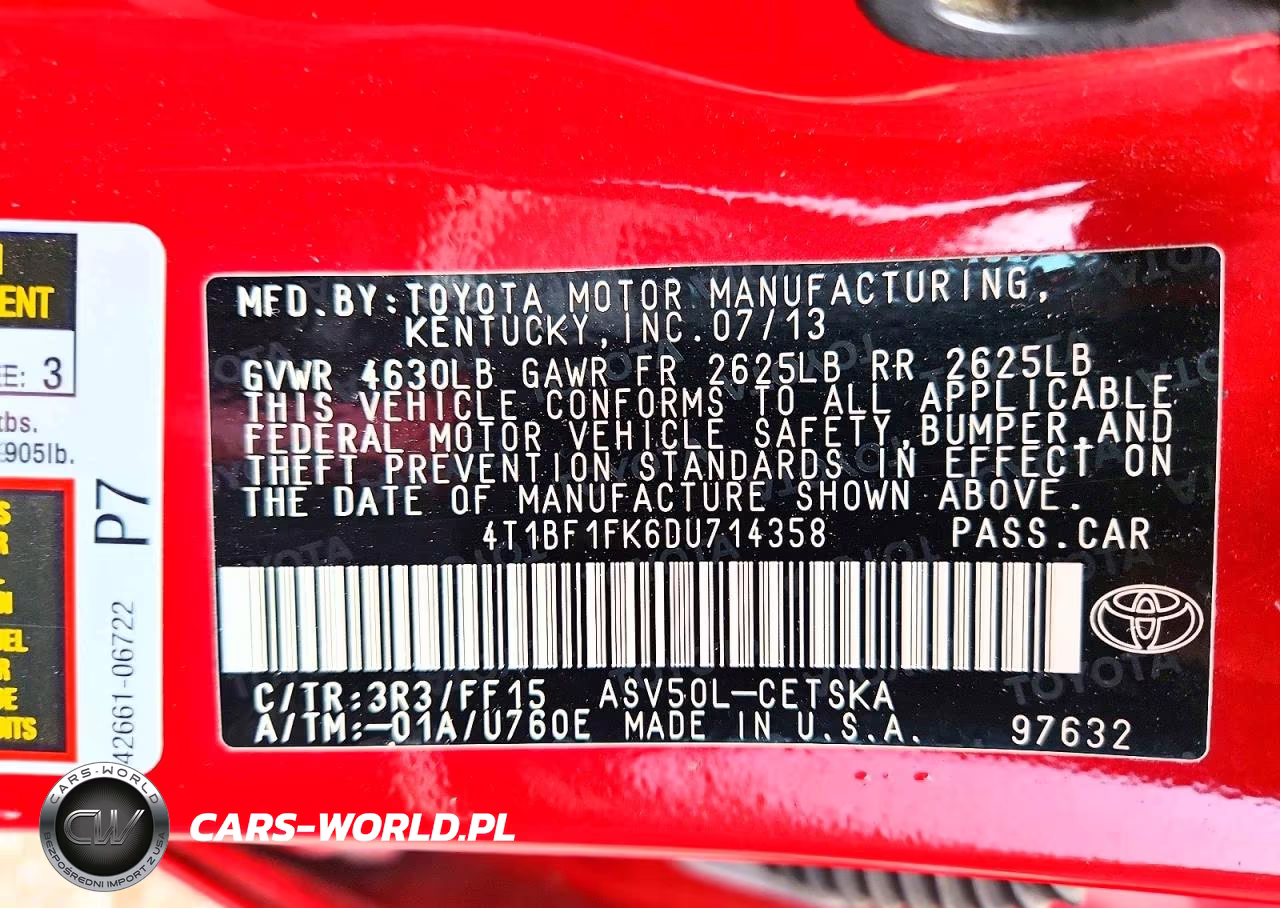 2013 Toyota Camry Se VIN:4T1BF1FK6DU714358 - 12
