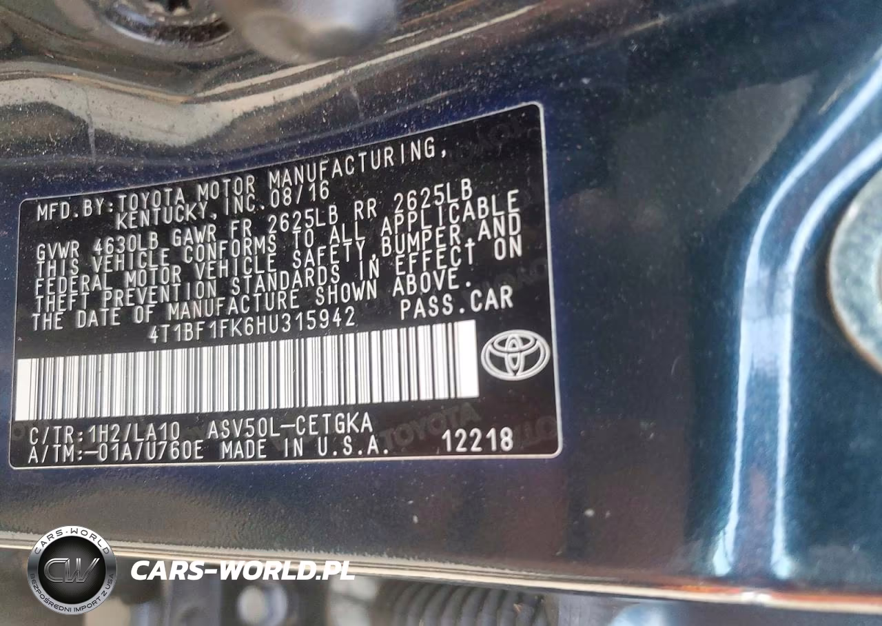 2017 Toyota Camry Xle VIN:4T1BF1FK6HU315942 - 13