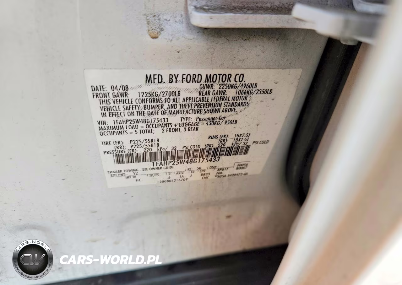 2008 Ford Taurus Limited VIN:1FAHP25W48G175433 - 12