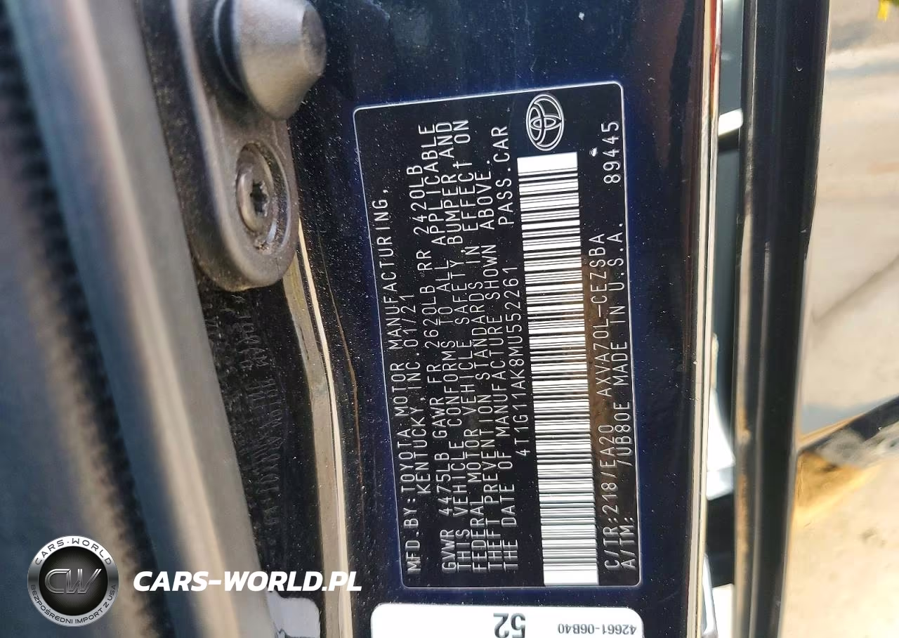 2021 Toyota Camry Se VIN:4T1G11AK8MU552261 - 12