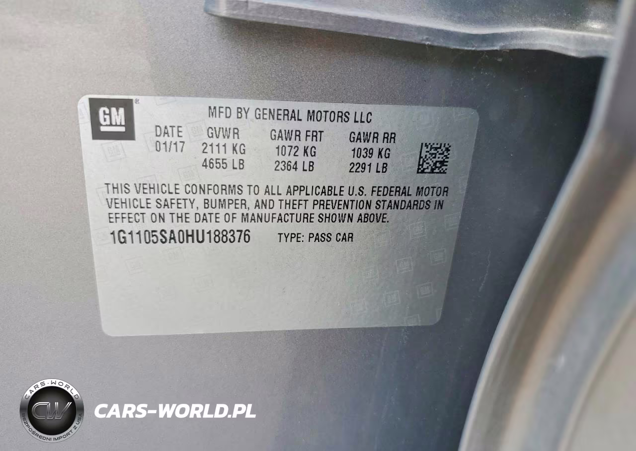 2017 Chevrolet Impala Lt VIN:1G1105SA0HU188376 - 12