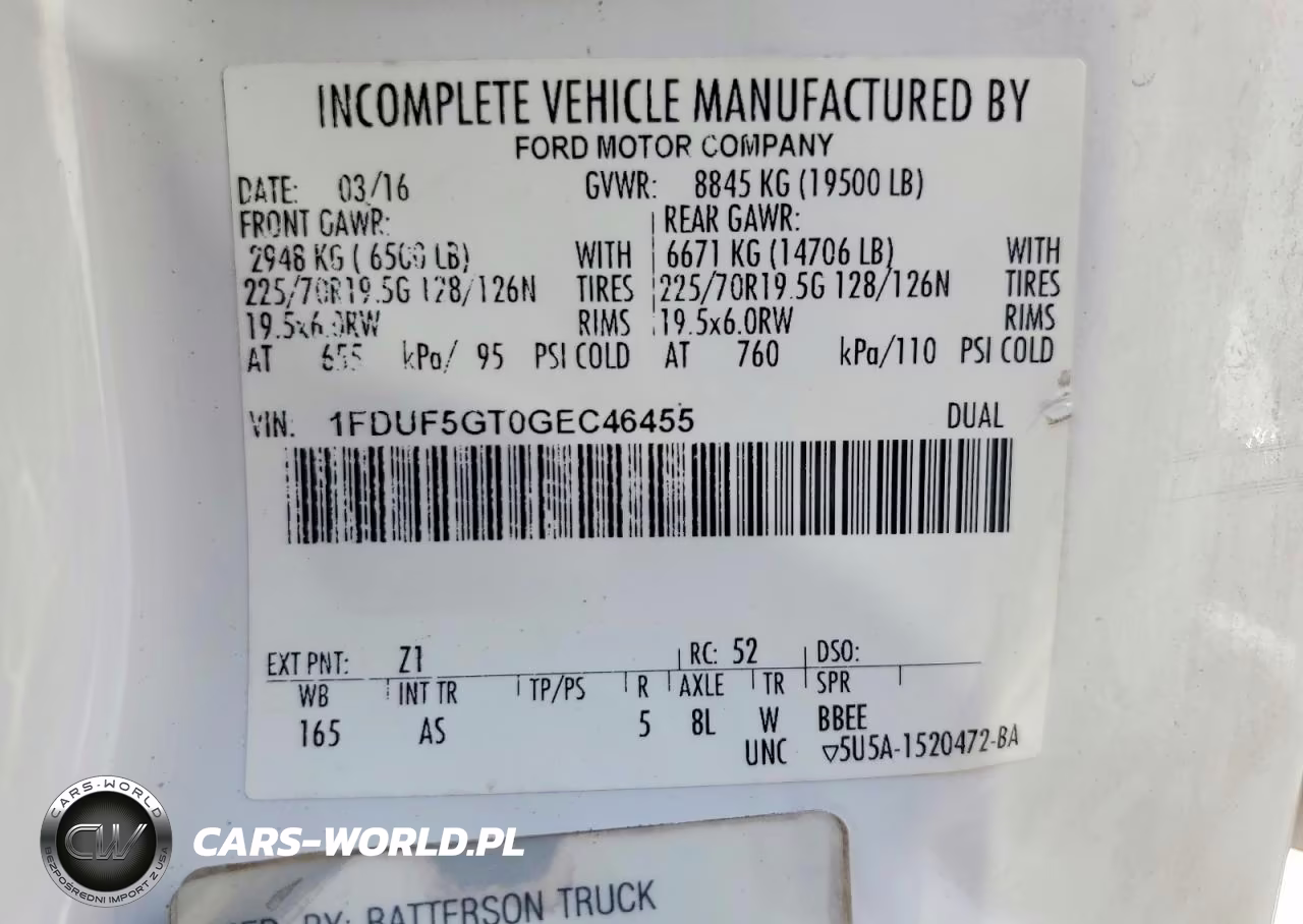 2016 Ford F550 Super Duty VIN:1FDUF5GT0GEC46455 - 12