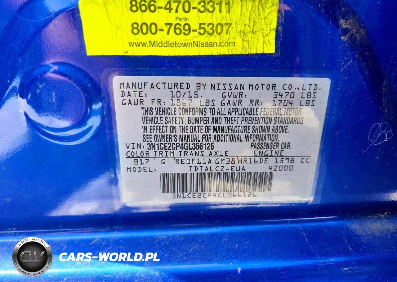 2016 Nissan Versa Note S Plus VIN:3N1CE2CP4GL366126 - 12