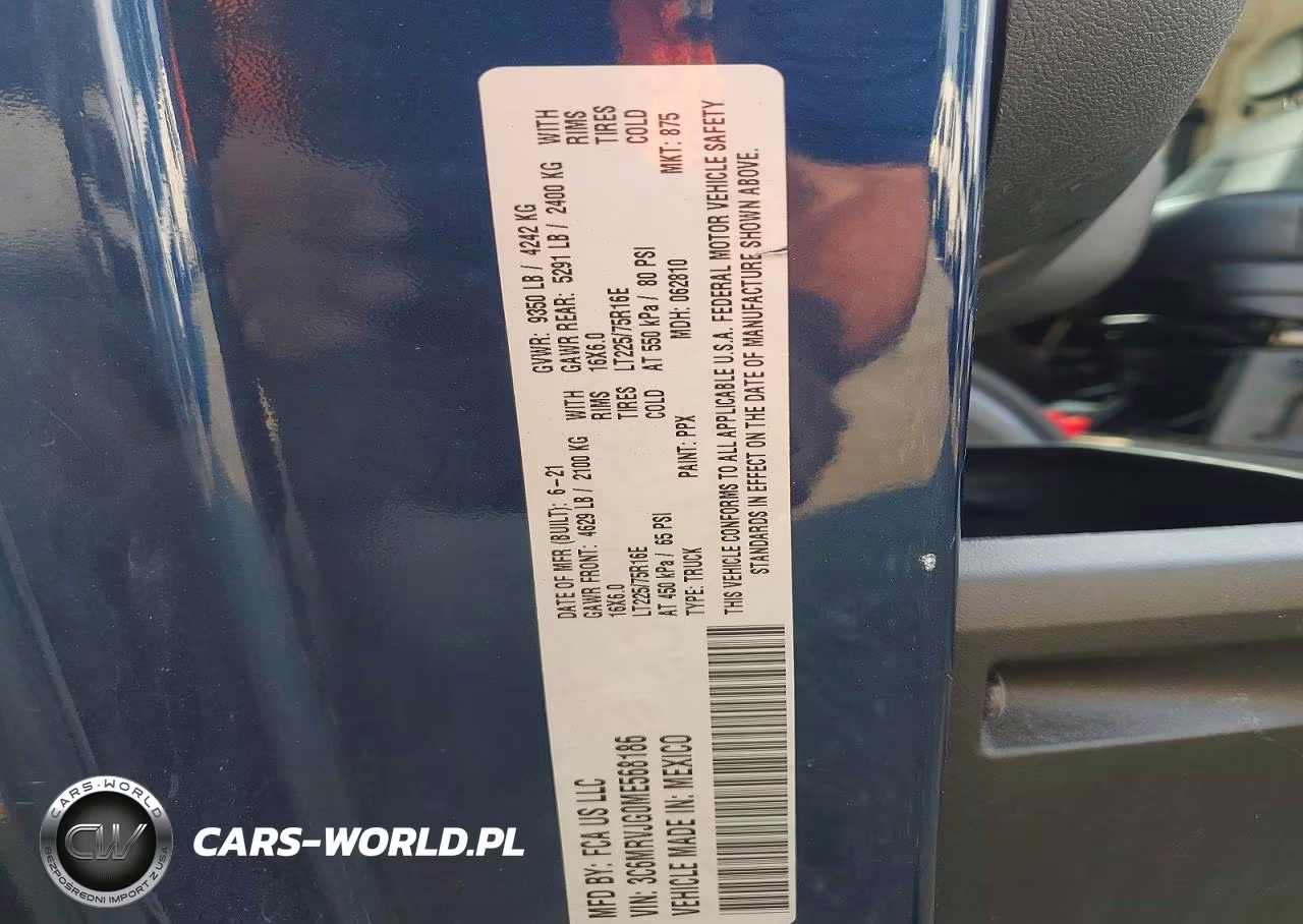 2021 Ram Promaster 3500 3500 High VIN:3C6MRVJG0ME568186 - 13