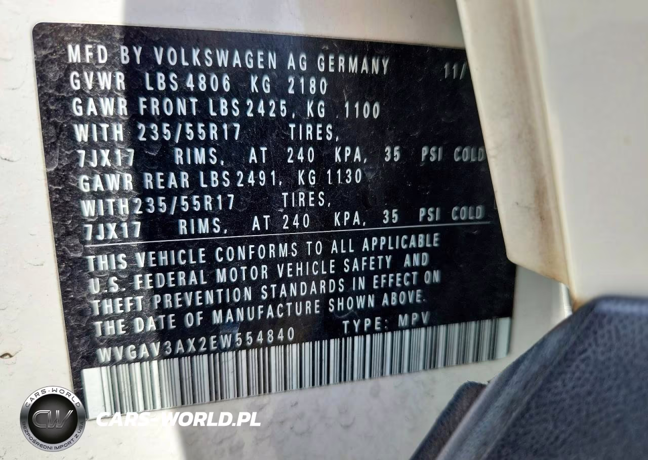 2014 Volkswagen Tiguan S VIN:WVGA3AX2EW554840 - 14