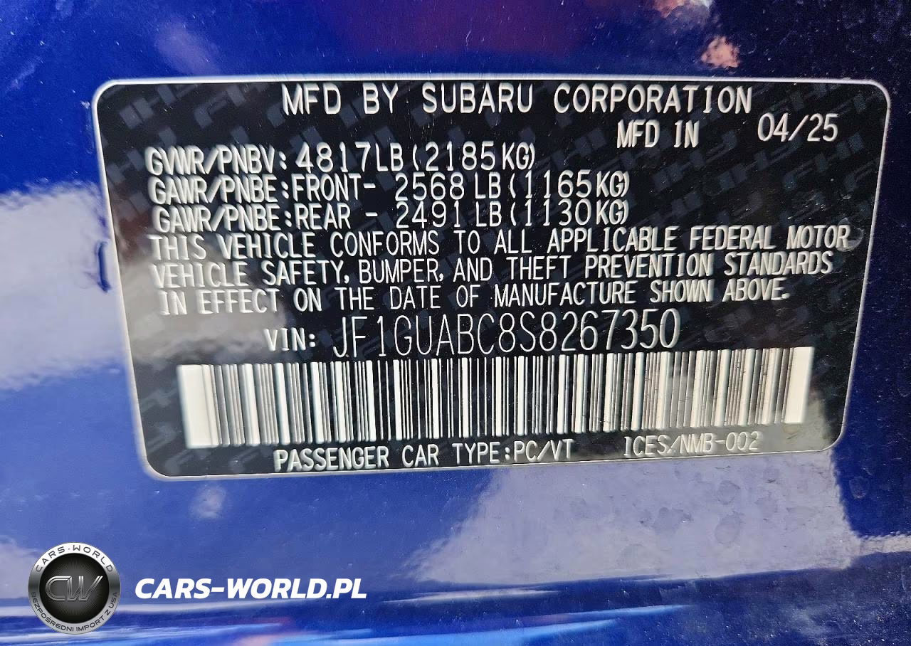 2025 Subaru Impreza VIN:JF1GUABC8S8267350 - 13