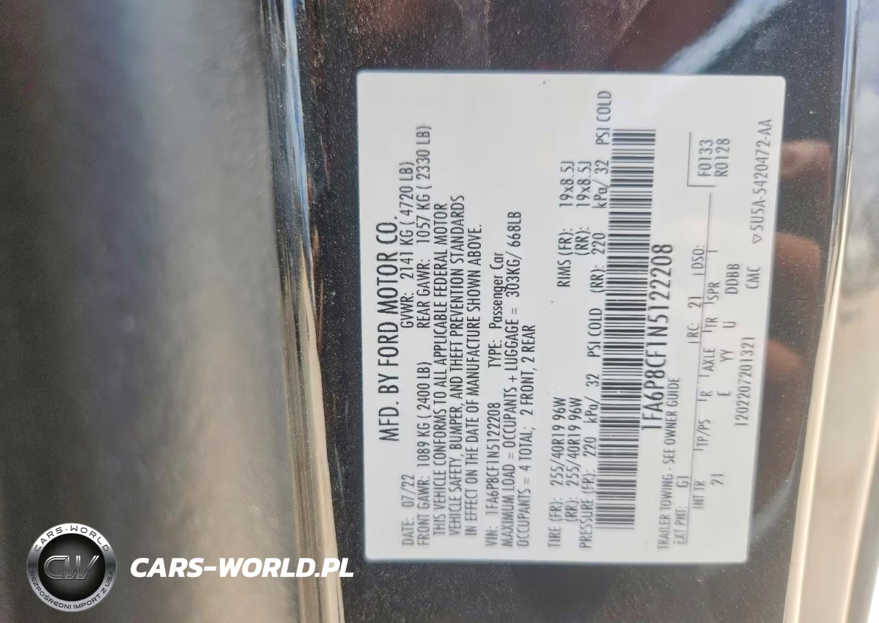 2022 Ford Mustang Gt VIN:1FA6P8CF1N5122208 - 13
