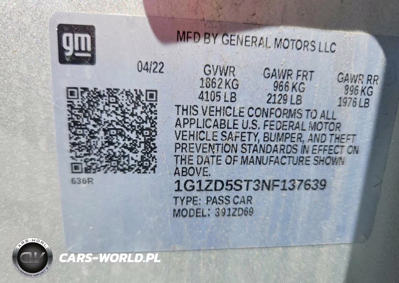 2022 Chevrolet Malibu Lt VIN:1G1ZD5ST3NF137639 - 12