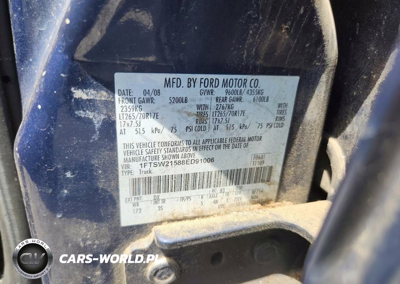 2008 Ford F250 Super Duty VIN:1FTSW21588ED91006 - 12