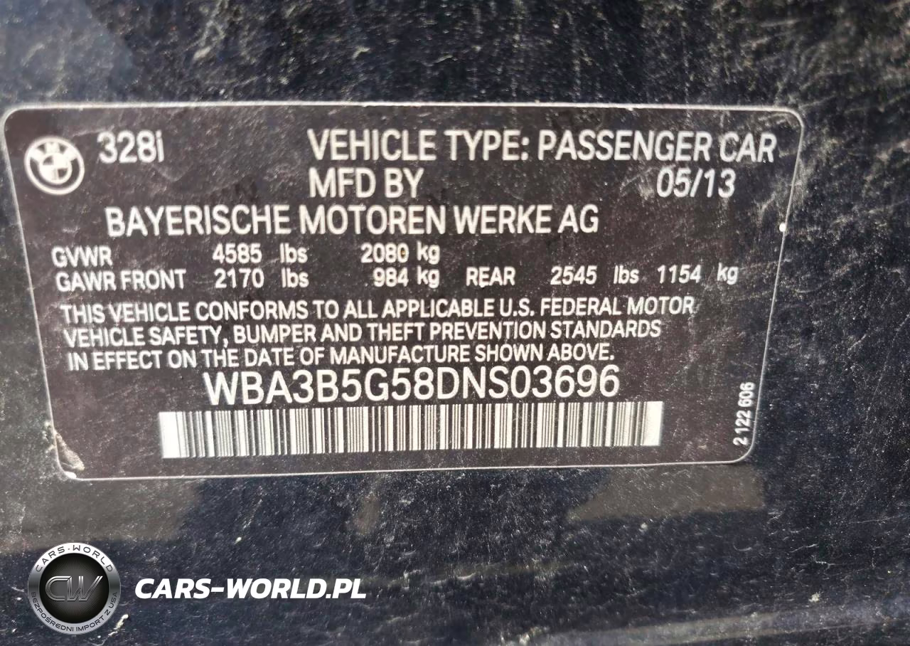 2013 BMW 328 Xi Sulev VIN:WBA3B5G58DNS03696 - 12