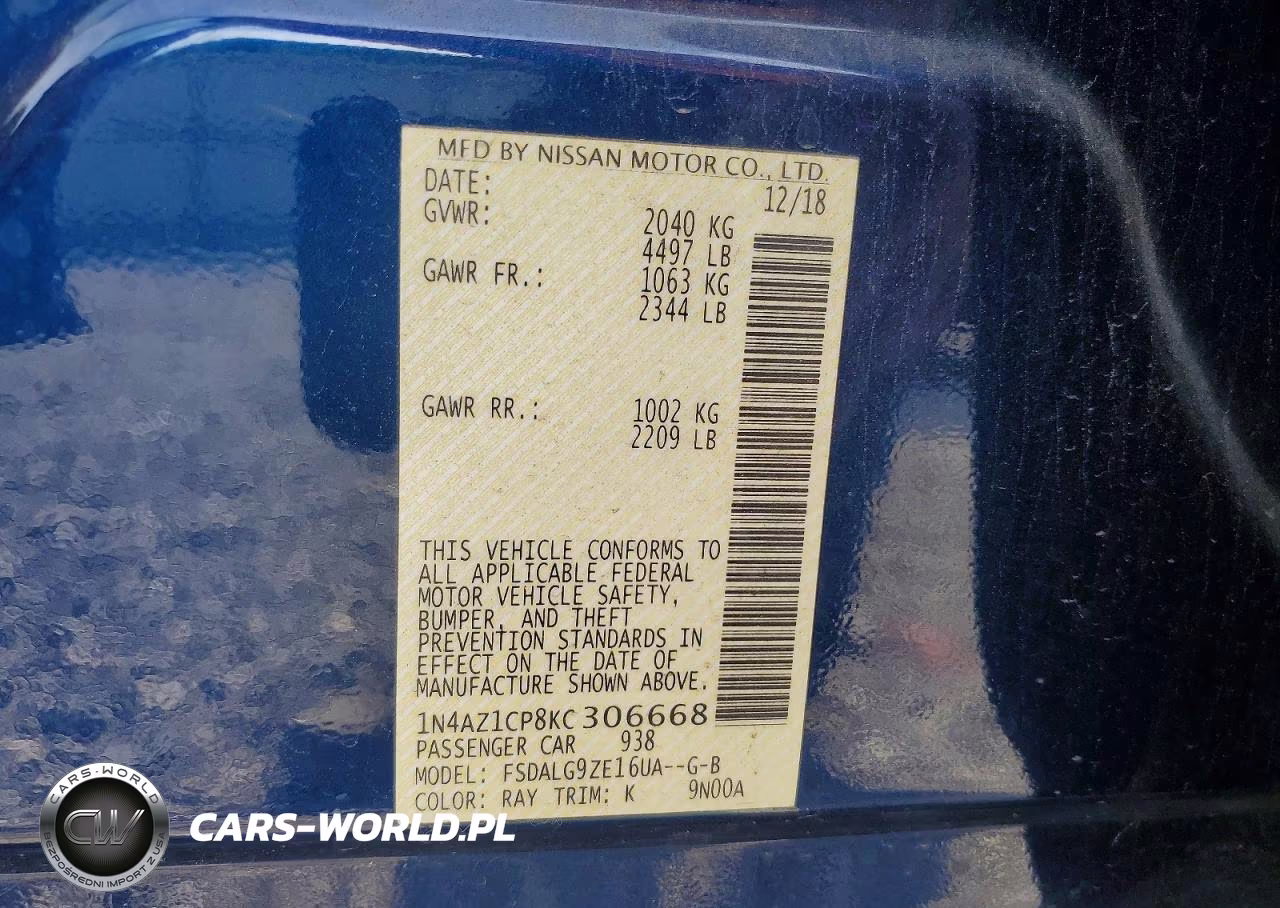 2019 Nissan Leaf Sl VIN:1N4AZ1CP8KC306668 - 12