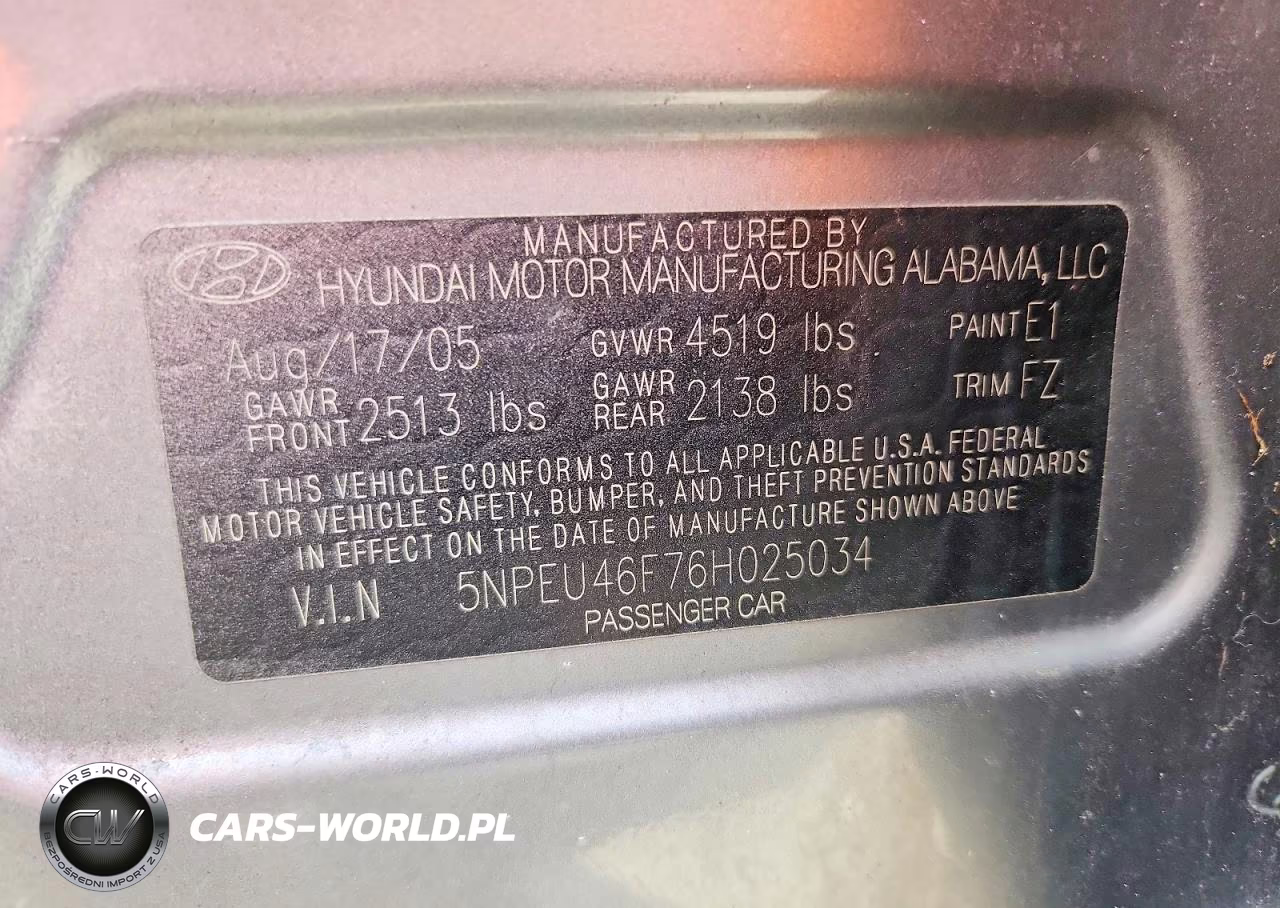 2006 Hyundai Sonata Gls V6 VIN:5NPEU46F76H025034 - 12