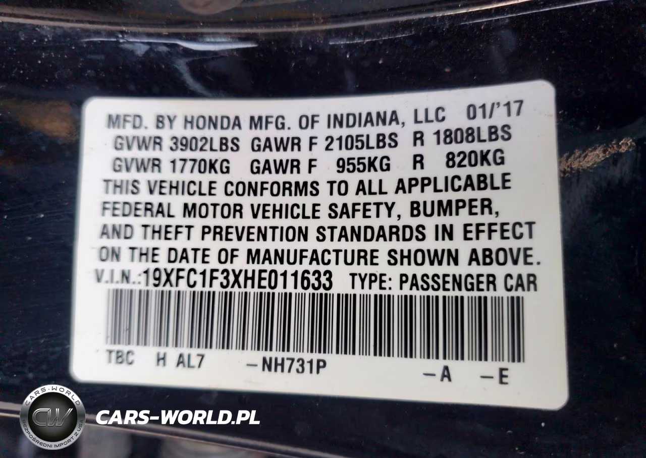 2017 Honda Civic Ex VIN:19XFC1F3XHE011633 - 12