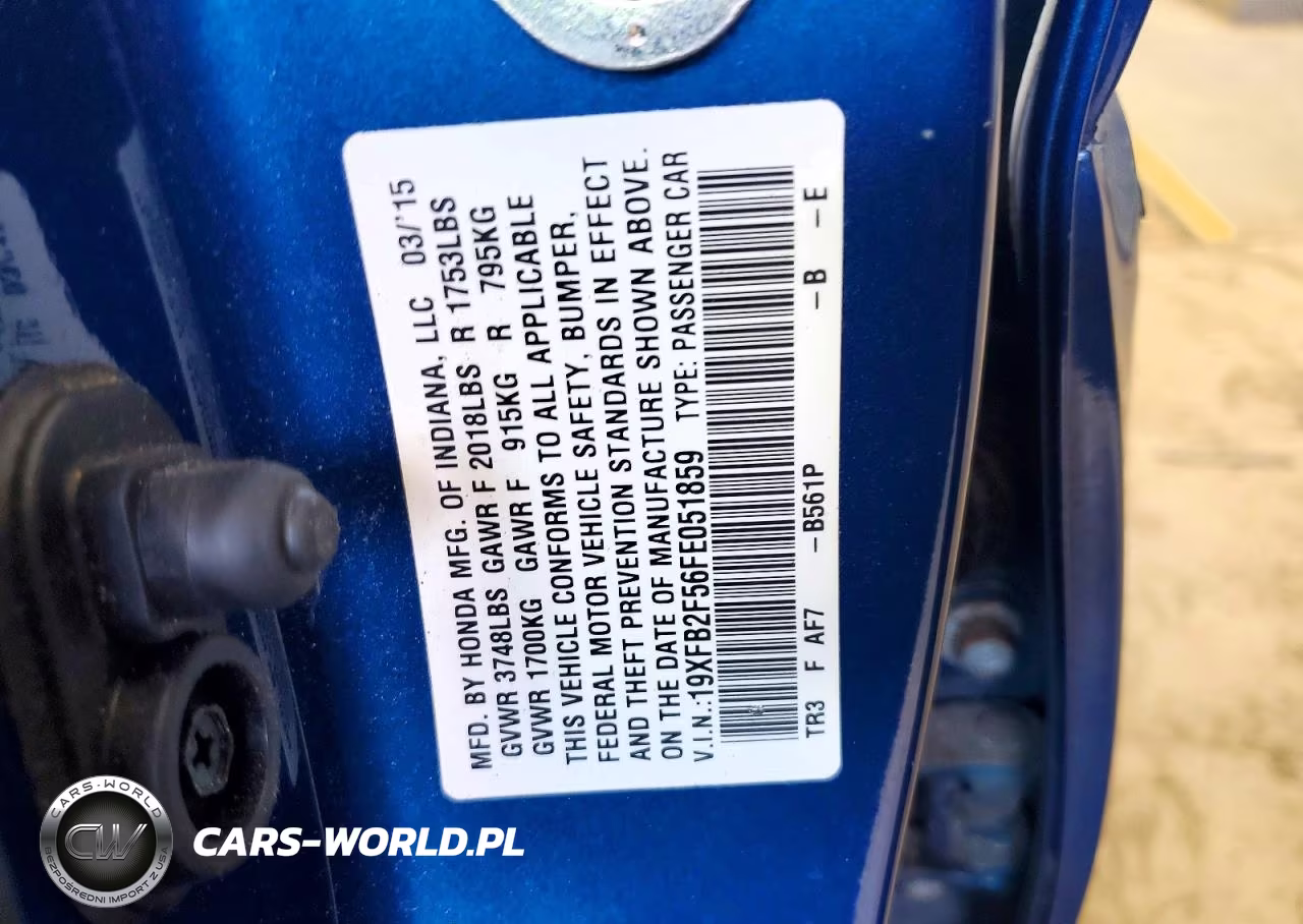 2015 Honda Civic Lx VIN:19XFB2F56FE051859 - 12