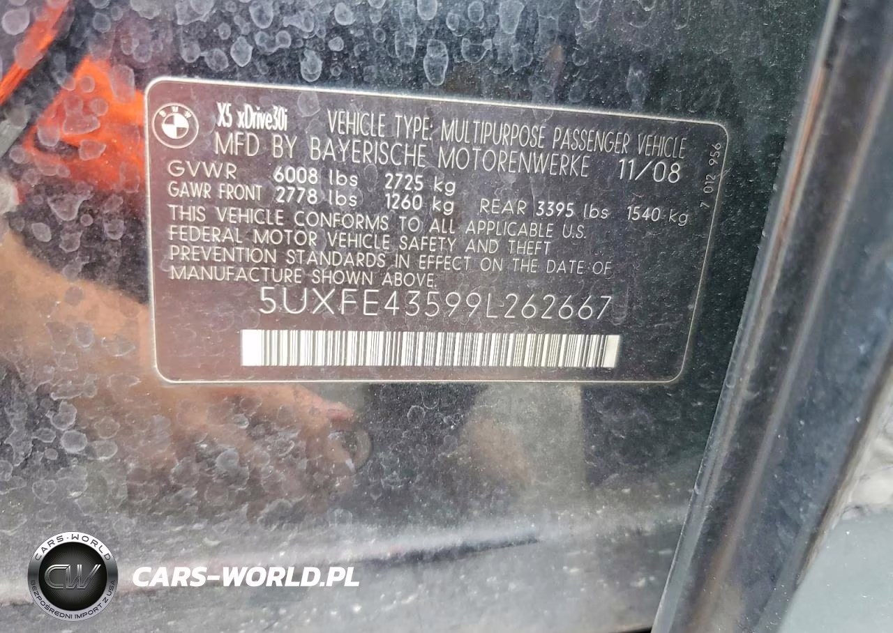 2009 BMW X5 xDrive30I VIN:5UXFE43599L262667 - 12