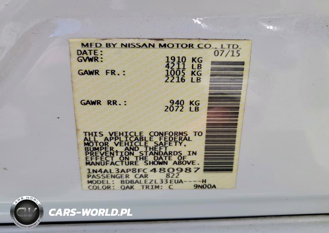 2015 Nissan Altima 2.5 S VIN:1N4AL3AP8FC480987 - 13