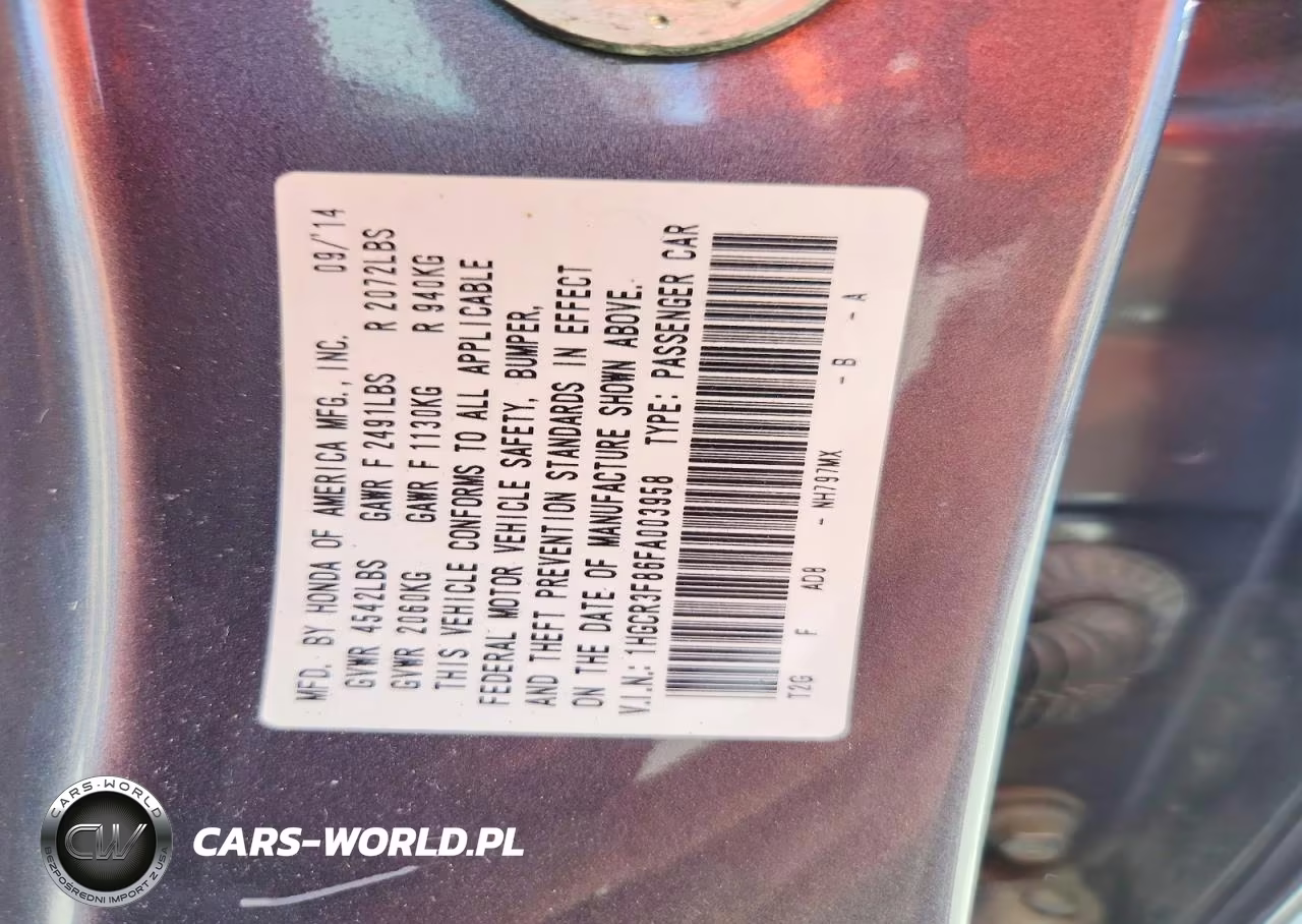2015 Honda Accord Exl VIN:1HGCR3F86FA003958 - 12
