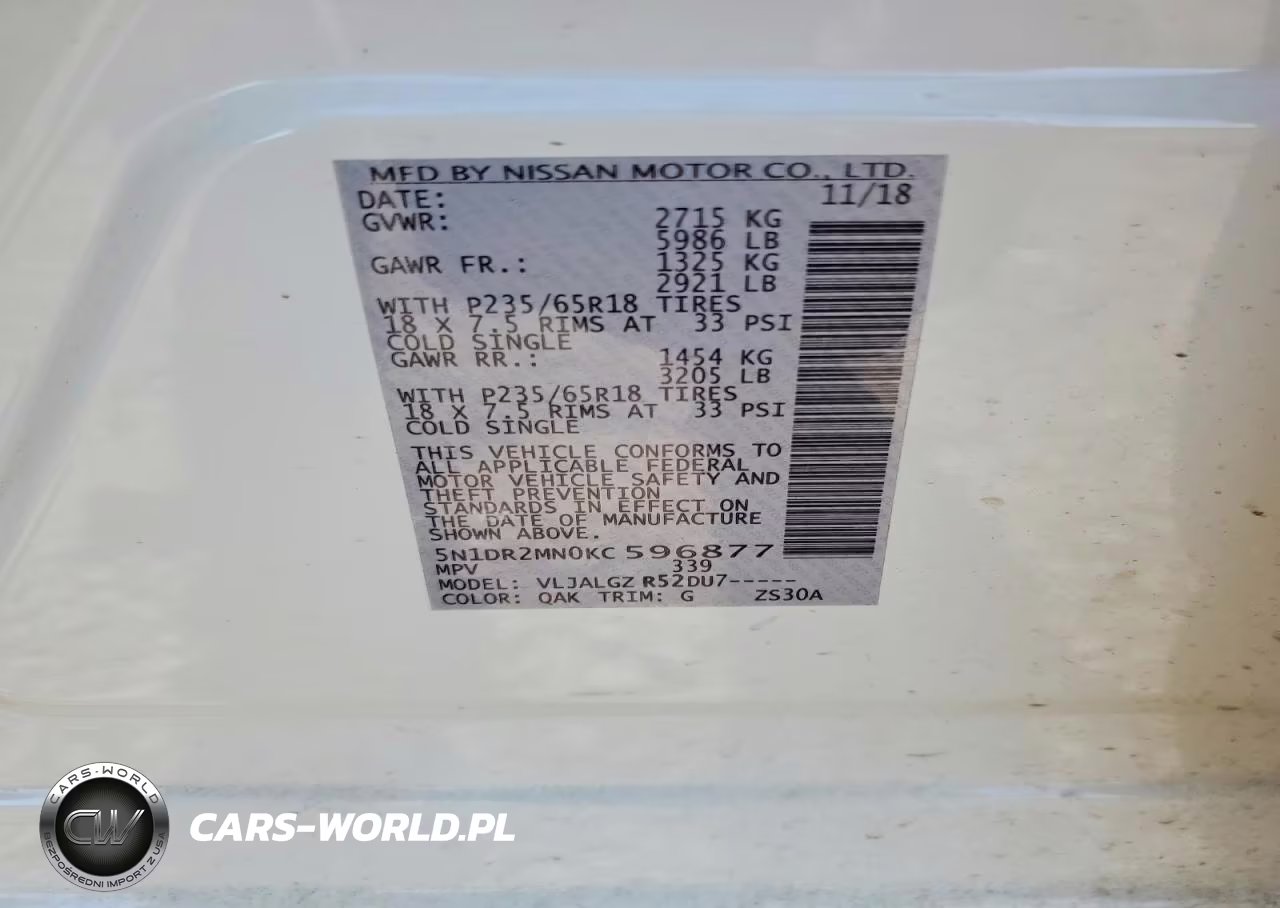 2019 Nissan Pathfinder Sl VIN:5N1DR2MN0KC596877 - 13